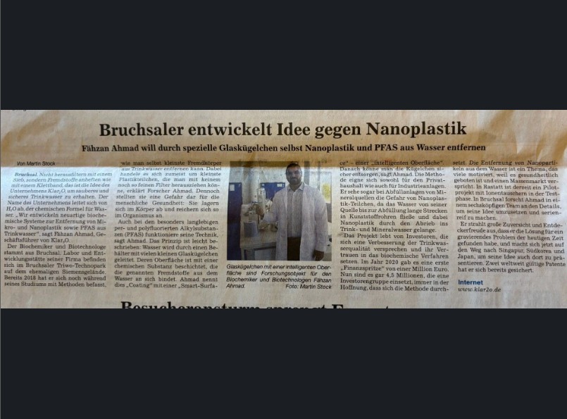 What began as a laboratory experiment in Bruchsal — the idea of creating water free from micro- and nanoplastics — is now making waves beyond research.